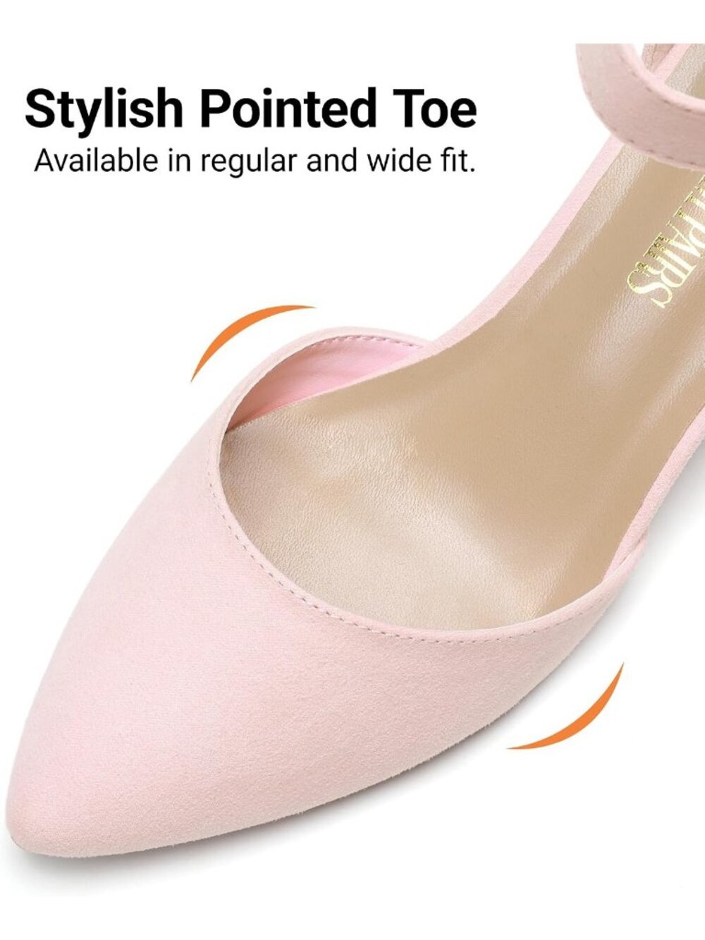 Women's Pink Suede ANNEE Closed Toe Chunky Block Heels Ankle Strap Pumps Shoes - Picture 5 of 6